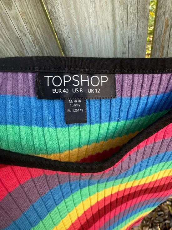 Topshop Rainbow Stripe Camisole Top RED MULTI, Size 8 US (fits like 6-8) - Picture 8 of 12